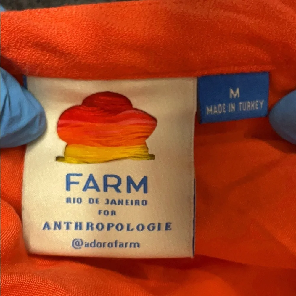 FARM Rio Vibrant Coral Cut Out, Devore, V-neck, peplum Maxi Dress - Picture 6 of 6